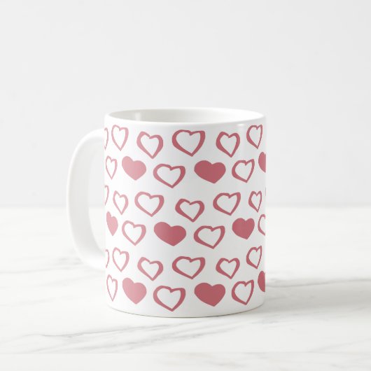 Pink Heart Liebe Muster Valentine Kaffeetasse (Vorderseite Links)
