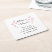 Pink Heart Liebe personalisieren ist süße Hochzeit Rechteckiger Pappuntersetzer (angewinkelt)