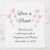 Pink Heart Liebe personalisieren ist süße Hochzeit Weinetikett (Einzelnes Label)