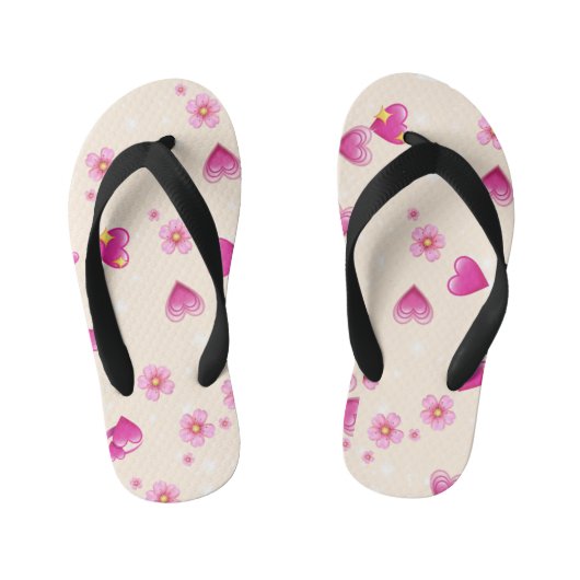 "Pink Heart Liebe Slippers" Kinderbadesandalen (Fußbett)