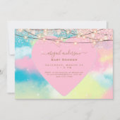 Pink Heart Lights Baby Dusche Einladung (Vorderseite)