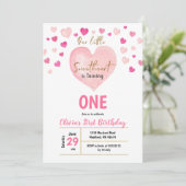 PINK heart Little Sweetheart Valentine Geburtstag Einladung (Stehend Vorderseite)