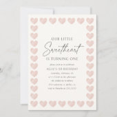 Pink Heart Little Sweetheart Valentines Geburtstag Einladung (Vorderseite)