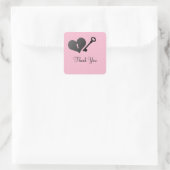 Pink Heart Lock und Key Danke Stickers (Tasche)