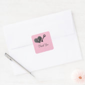 Pink Heart Lock und Key Danke Stickers (Umschlag)