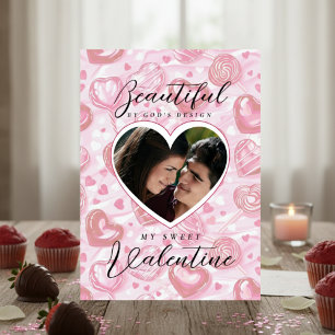 Pink Heart Lollipops Valentine Feiertagskarte