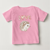 Pink Heart Love Balloons Cute Hedgehog Baby T-shirt (Vorderseite)