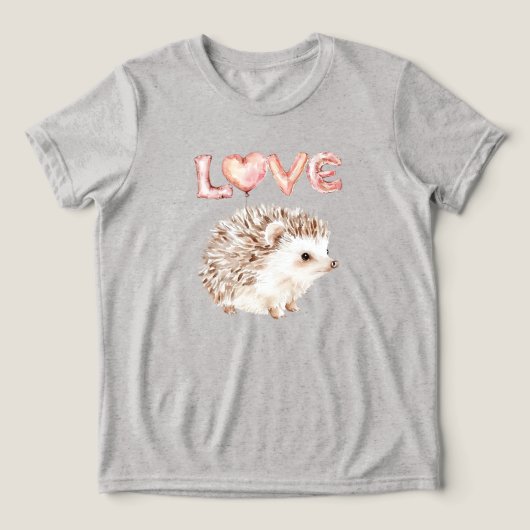 Pink Heart Love Balloons Cute Hedgehog Tri-Blend Shirt (Design Vorderseite)