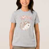 Pink Heart Love Balloons Cute Hedgehog Tri-Blend Shirt (Vorderseite)