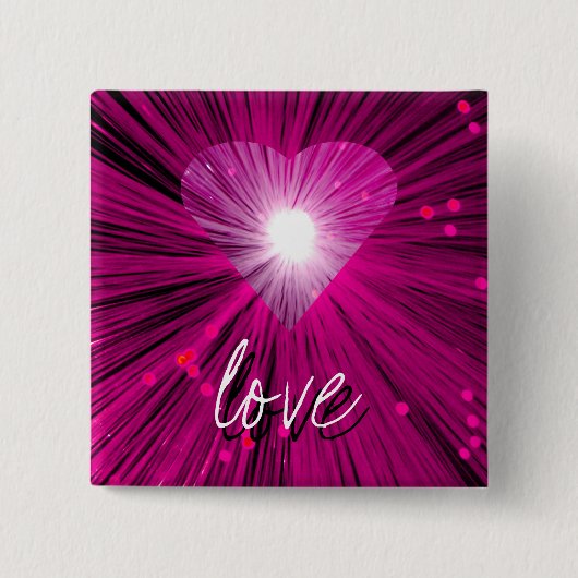 Pink Heart 'love' button Badge (Vorderseite)