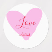 Pink heart love happy Valentine's day text red nam Etiketten (Design 2)