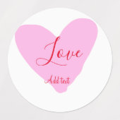 Pink heart love happy Valentine's day text red nam Etiketten (Design 1)