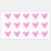 Pink heart love happy Valentine's day text red nam Etiketten (Blatt)
