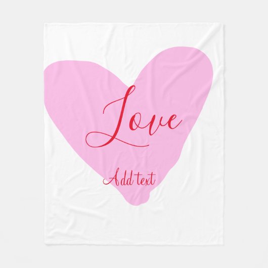 Pink heart love happy Valentine's day text red nam Fleecedecke (Vorderseite)