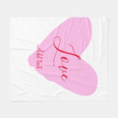 Pink heart love happy Valentine's day text red nam Fleecedecke (Vorderseite (Horizontal))