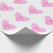 Pink heart love happy Valentine's day text red nam Geschenkpapier (Ecke)
