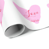 Pink heart love happy Valentine's day text red nam Geschenkpapier (Rolleneckpunkt)