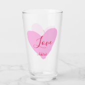 Pink heart love happy Valentine's day text red nam Glas (Rückseite)