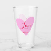 Pink heart love happy Valentine's day text red nam Glas (Vorderseite)