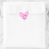 Pink heart love happy Valentine's day text red nam Herz-Aufkleber (Tasche)