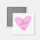 Pink heart love happy Valentine's day text red nam Magnet (Vorderseite/Rückseite)