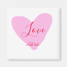 Pink heart love happy Valentine's day text red nam Magnet