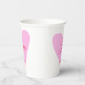 Pink heart love happy Valentine's day text red nam Pappbecher (Rechts)