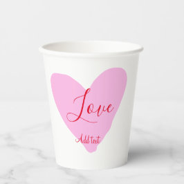 Pink heart love happy Valentine's day text red nam Pappbecher