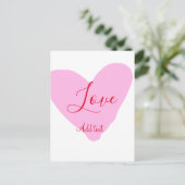 Pink heart love happy Valentine's day text red nam Postkarte (Stehend Vorderseite)