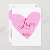 Pink heart love happy Valentine's day text red nam Postkarte (Vorne/Hinten)
