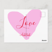 Pink heart love happy Valentine's day text red nam Postkarte (Rückseite)