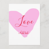 Pink heart love happy Valentine's day text red nam Postkarte (Vorderseite)