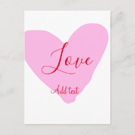 Pink heart love happy Valentine's day text red nam Postkarte