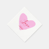 Pink heart love happy Valentine's day text red nam Serviette (Ecke)