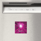 Pink Heart 'love' square fridge magnet (In Situ (Geschirrspüler))