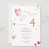 Pink Heart-ly Believe Birthday Party Einladung (Vorderseite)