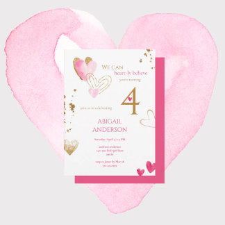 Pink Heart-ly Believe Birthday Party Einladung