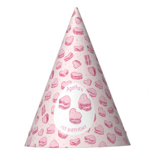 Pink Heart Macarons Girl Birthday Partyhütchen