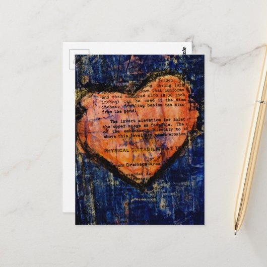 Pink Heart Mixed Media Collage Postkarte (Vorderseite/Rückseite Beispiel)