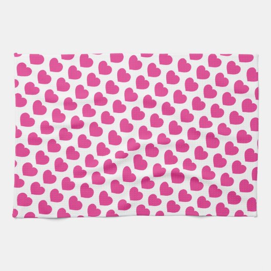 Pink Heart Modern Sweet Love Notes Fun Geschirrtuch (Horizontal)