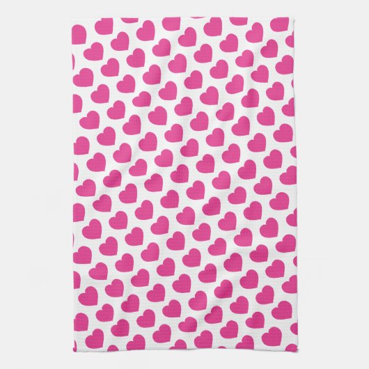 Pink Heart Modern Sweet Love Notes Fun Geschirrtuch (Vertikal)