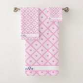 Pink Heart Moderne Karierte Sammlung Badhandtuch Set (Insitu)