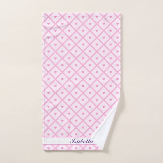 Pink Heart Moderne Karierte Sammlung Badhandtuch Set (Handtuch)