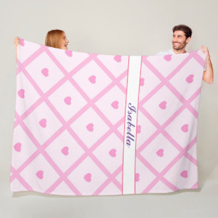 Pink Heart Moderne Karierte Sammlung Fleecedecke