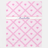 Pink Heart Moderne Karierte Sammlung Fleecedecke (Vorderseite)
