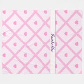 Pink Heart Moderne Karierte Sammlung Fleecedecke (Vorderseite (Horizontal))