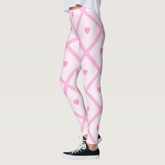 Pink Heart Moderne Karierte Sammlung Leggings (Links)
