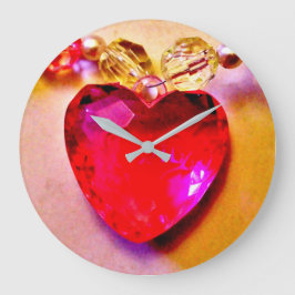 Pink Heart Necklace Große Wanduhr