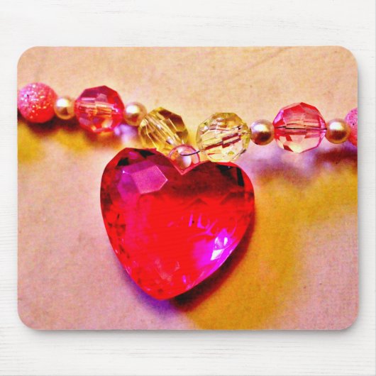 Pink Heart Necklace Mousepad (Vorne)