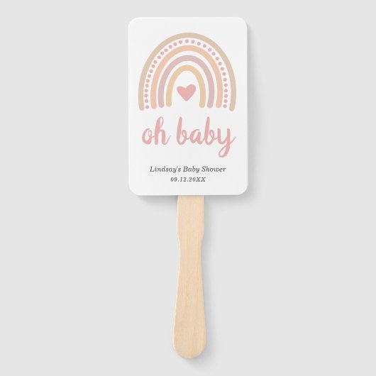 Pink Heart Niedlich Girl Boho Rainbow Baby Dusche Fächer (Vorderseite)